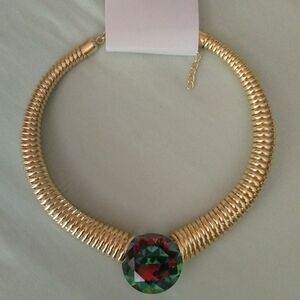 Gold Necklace with Multicolor Gemstone
